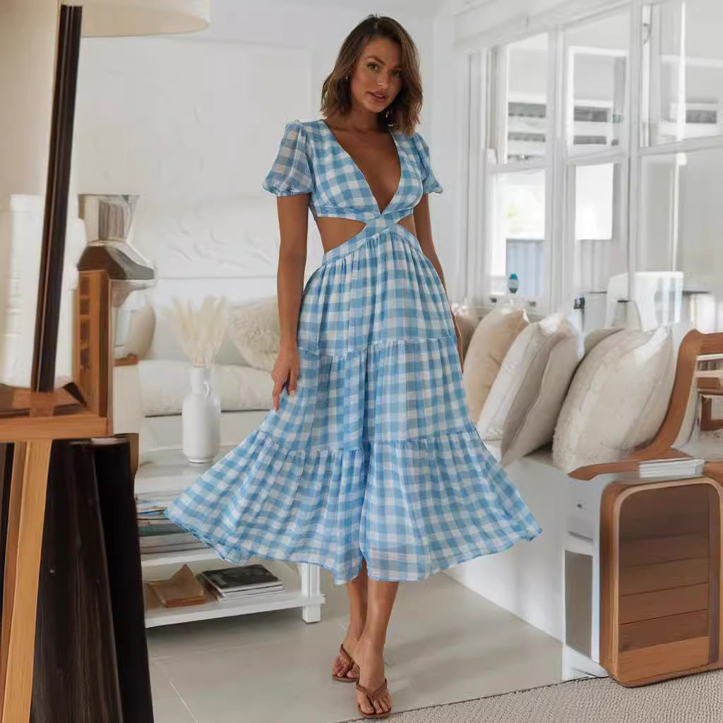 Robe maxi femme avec découpes et manches bouffantes volumineuses Levoire