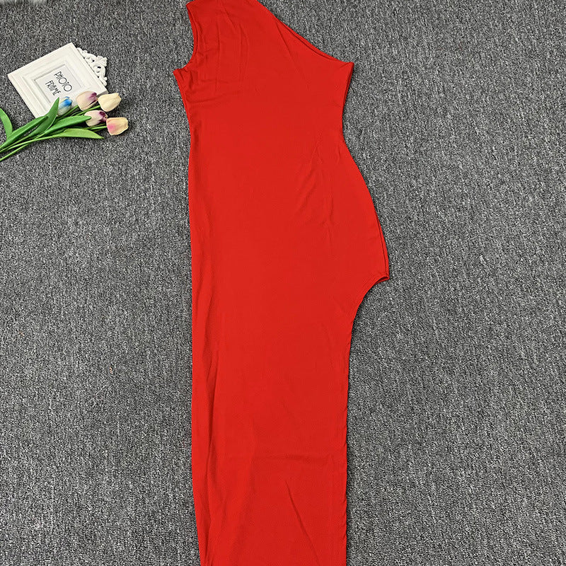 Levoire | Robe Maxi À Une Épaule Avec Décolleté Off-Shoulder Fente Latérale Élevée