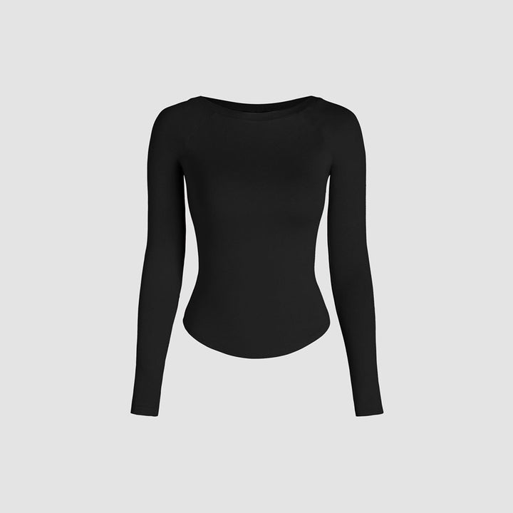 Chemise à manches longues pour femmes avec une coupe flatteuse pour la silhouette et un élégant col rond Levoire