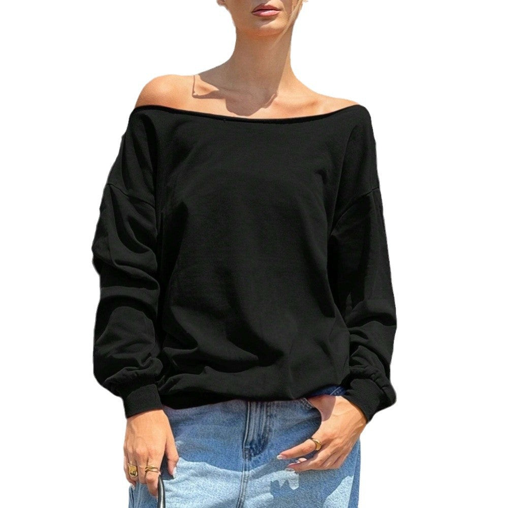 Sweatshirt surdimensionné pour femmes avec décolleté plongeant et manches élastiques Levoire