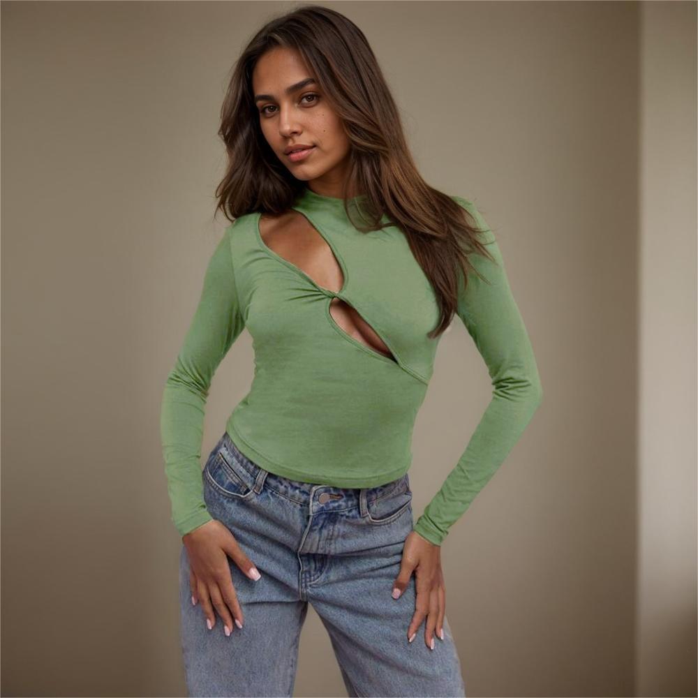 T-shirt femme ajusté à manches longues avec design innovant découpé Levoire