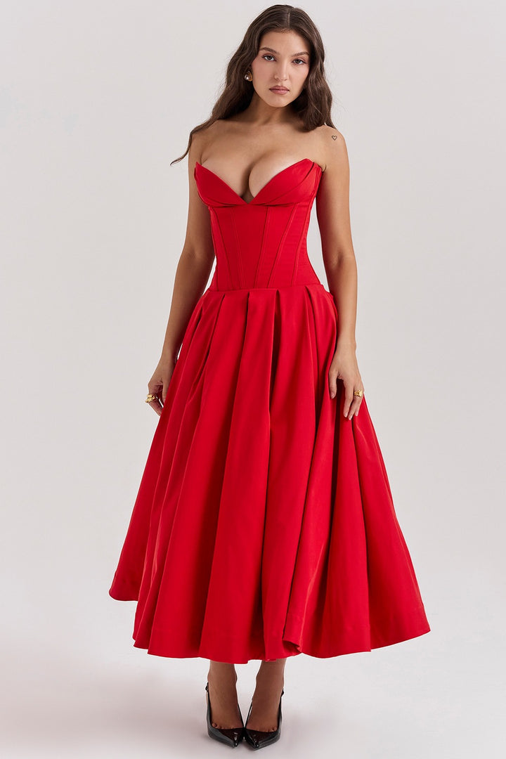 Robe Maxi Couture pour femmes avec un élégant décolleté cœur et une jupe évasée Levoire
