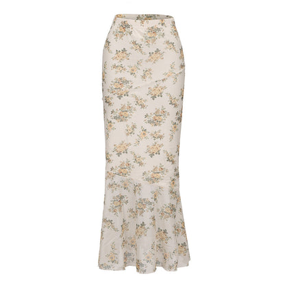 Levoire | Élégance ajustée jupe sirène longue à deux couches Abricot