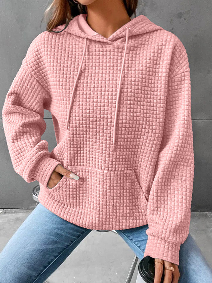 Haut en waffle pour femmes avec poche kangourou et coupe décontractée Levoire