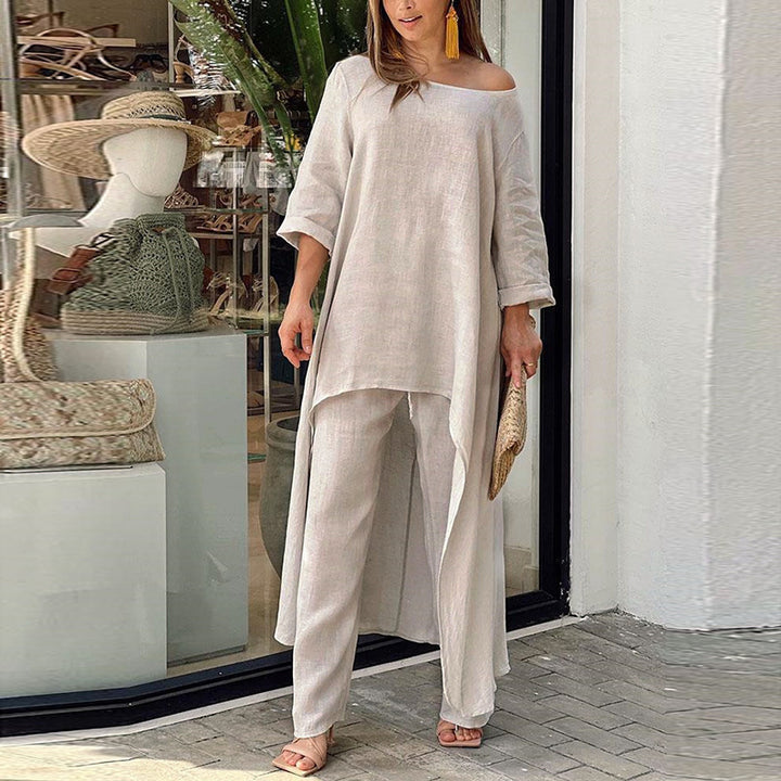Ladies kaftan léger en deux pièces avec coupe asymétrique Levoire