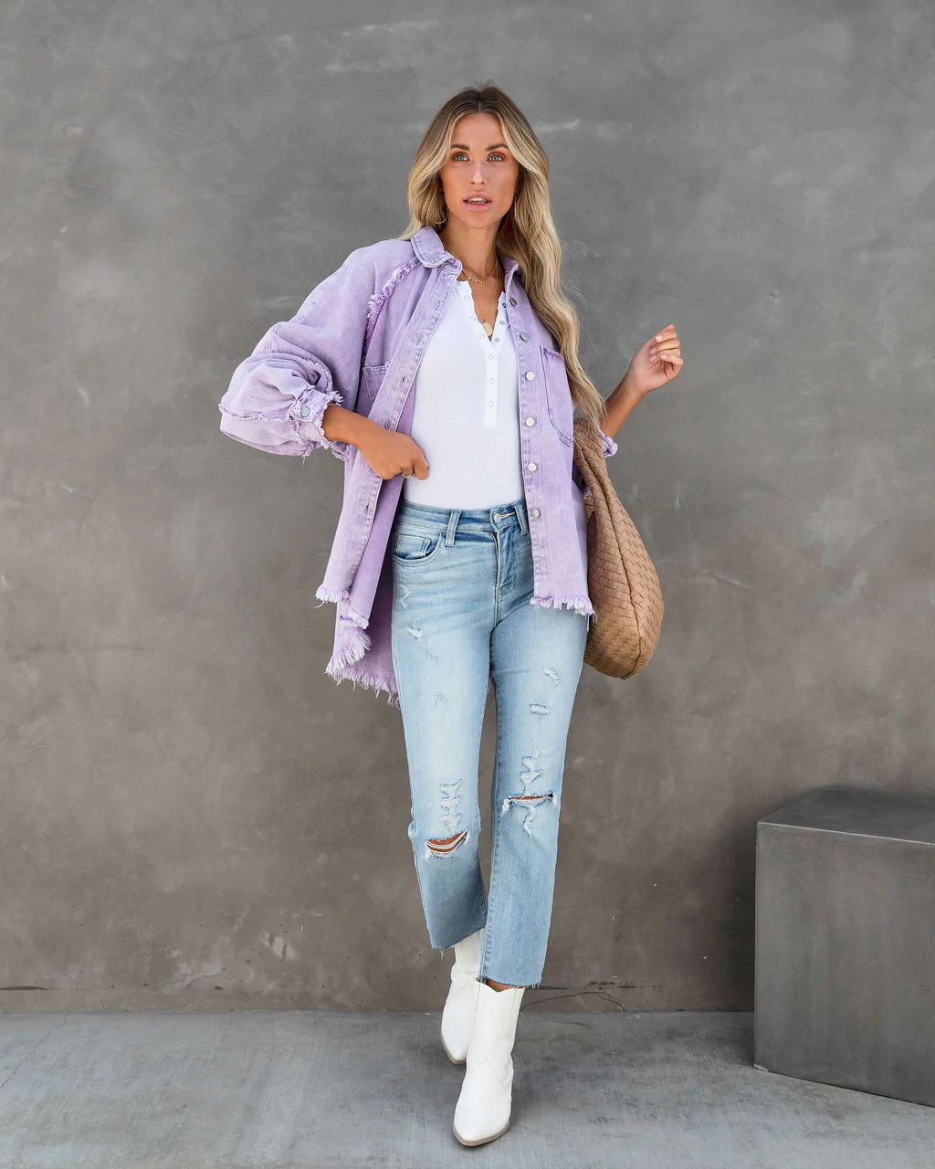 Chemise en denim surdimensionnée pour femmes avec des franges Levoire