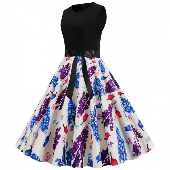 Robe swing pour femmes avec motif floral et ceinture à la taille Levoire