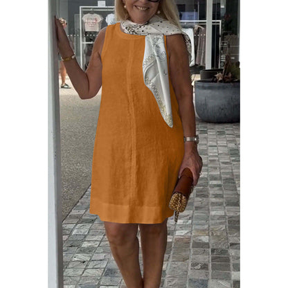 Levoire | Modèle décontracté Robe Uni Col rond - Robe Marron clair