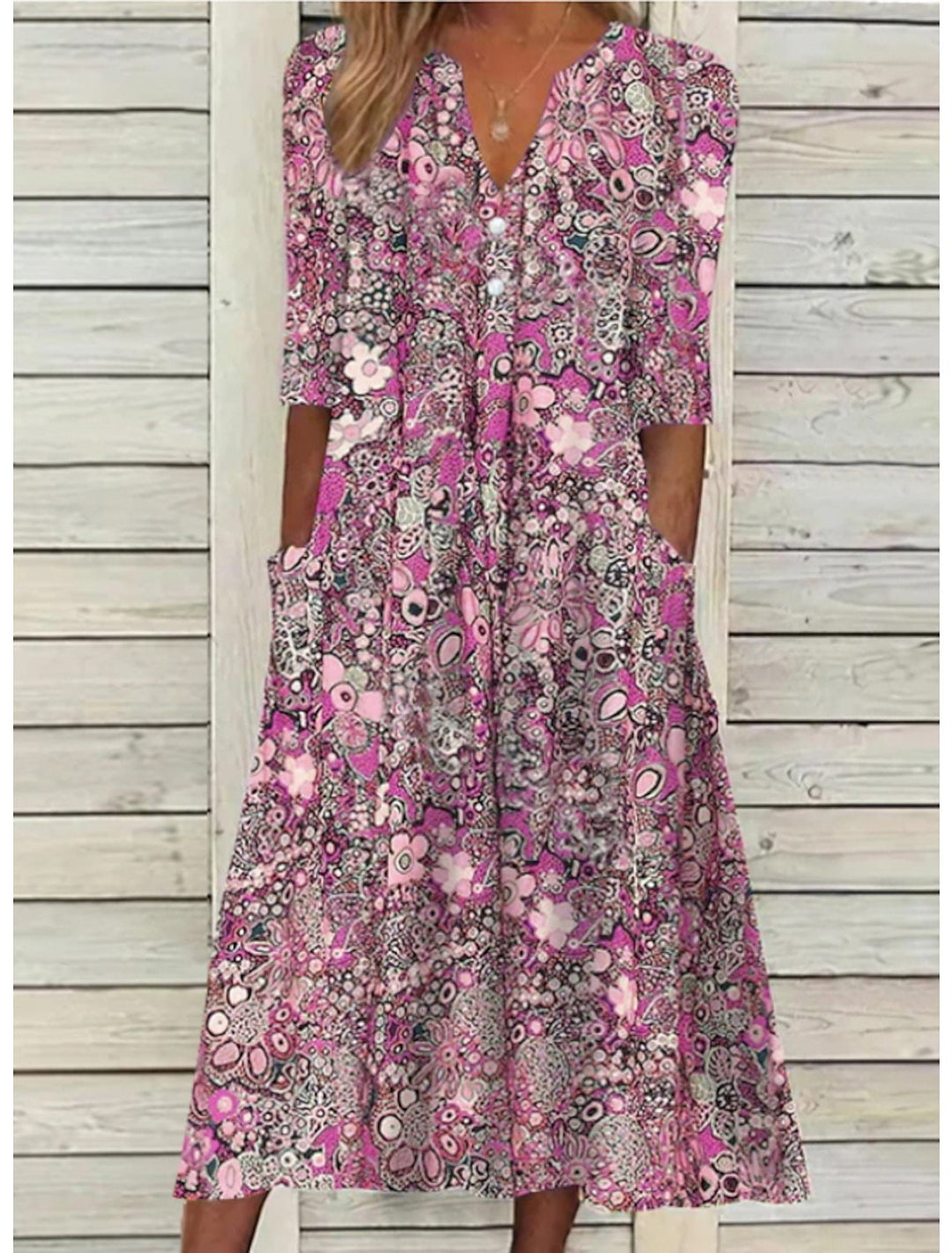 Levoire | Robe D'Été Mi-Longue Pour Femmes Rosa