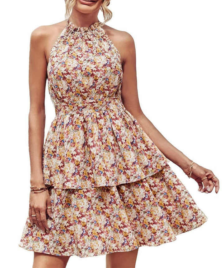 Robe d'été femme avec volants et col haut Levoire