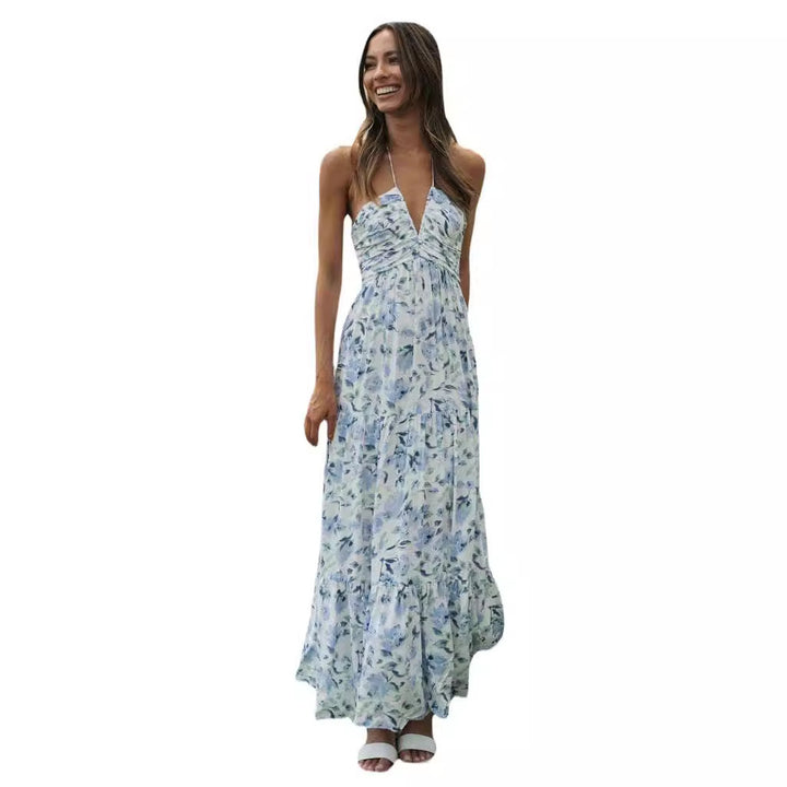Robe maxi femme avec des imprimés floraux délicats et des bretelles spaghetti réglables Levoire