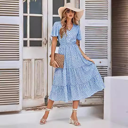Robe maxi femme avec silhouette A-line décontractée et détails volantés Levoire