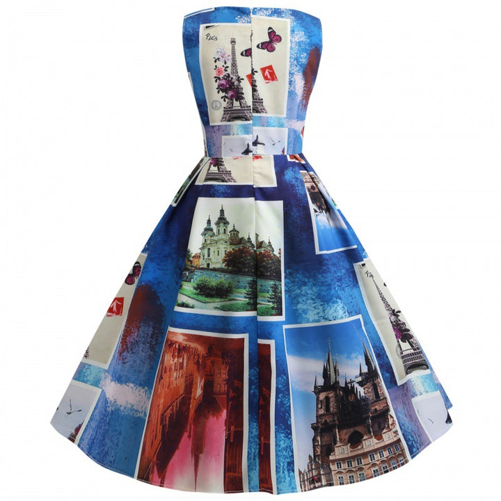 Robe A-Line Vintage Femme avec Design Artistique Levoire