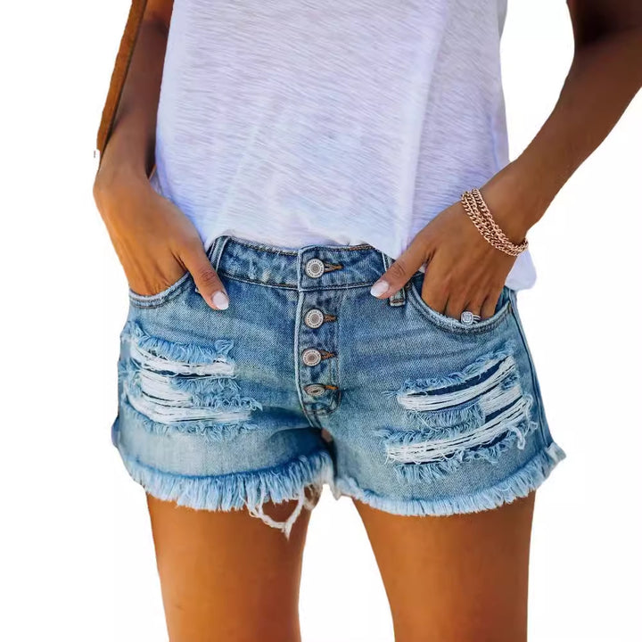 Shorts en denim déchirés pour femmes Levoire