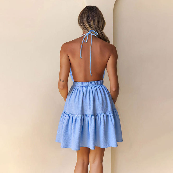 Robe dos nu pour femmes avec ourlet froncé amusant Levoire