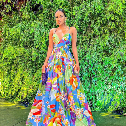 Levoire | Élégant Grande Robe Longue Sans Bretelles Bleu