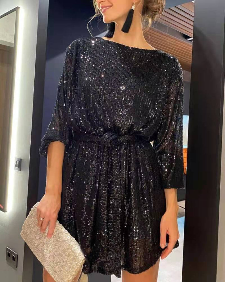 Levoire | Couleur unie, à sequins, taille taille noir