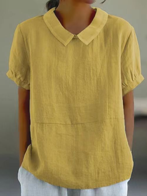 Levoire | Chemisier Court Classique Pour Femmes Jaune