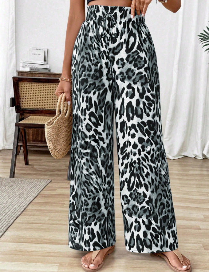 Pantalons palazzo larges pour femmes imprimé animal Levoire