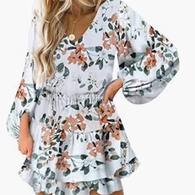 Robe à manches courtes pour femmes avec des manches bouffantes volumineuses Levoire