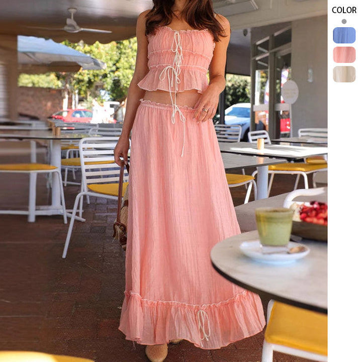 Robe Maxi Aérée pour Femmes avec Détails Volants et Encolure Ajustable Levoire