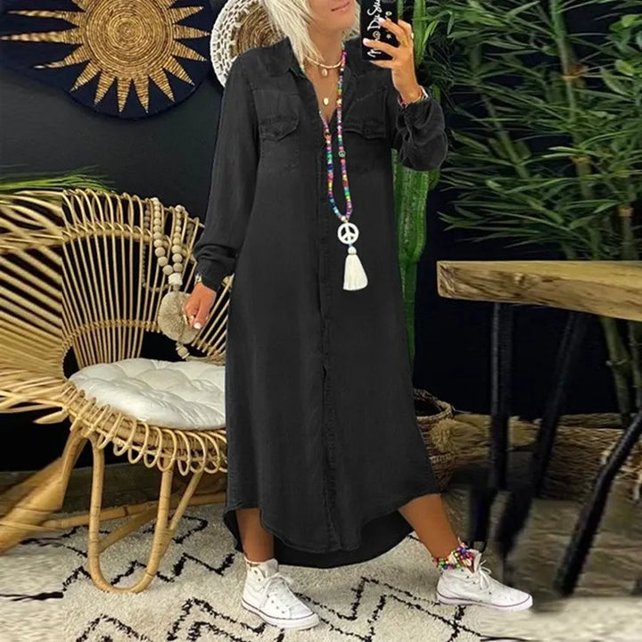 Levoire | Robe De Printemps Décontractée À Manches Longues Et Coupe Grande Taille Noir