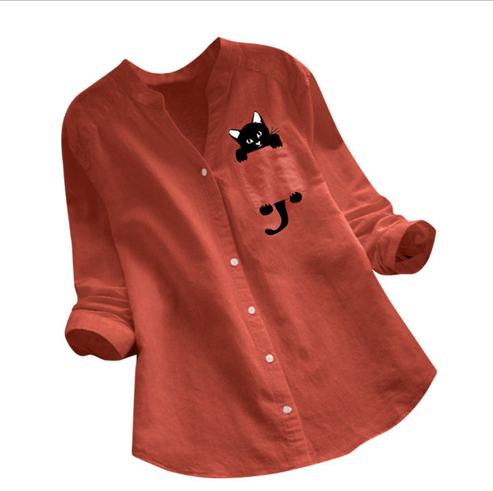 Blouse tendance pour femmes avec motif de chat amusant Levoire
