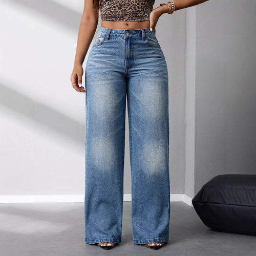 Jean taille haute à coupe large pour femmes dans un style vintage décontracté Levoire