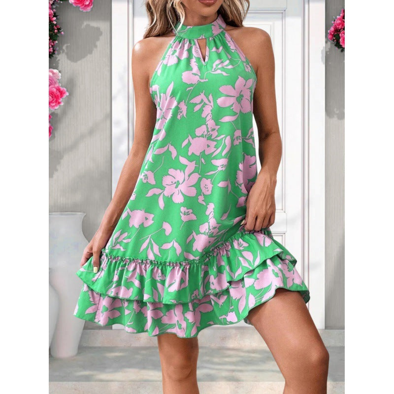Robe d'été pour femmes avec un design de volants ludique et un motif floral Levoire