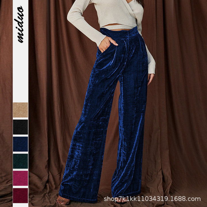 Pantalons en velours large élégant pour femmes avec de hautes fentes Levoire
