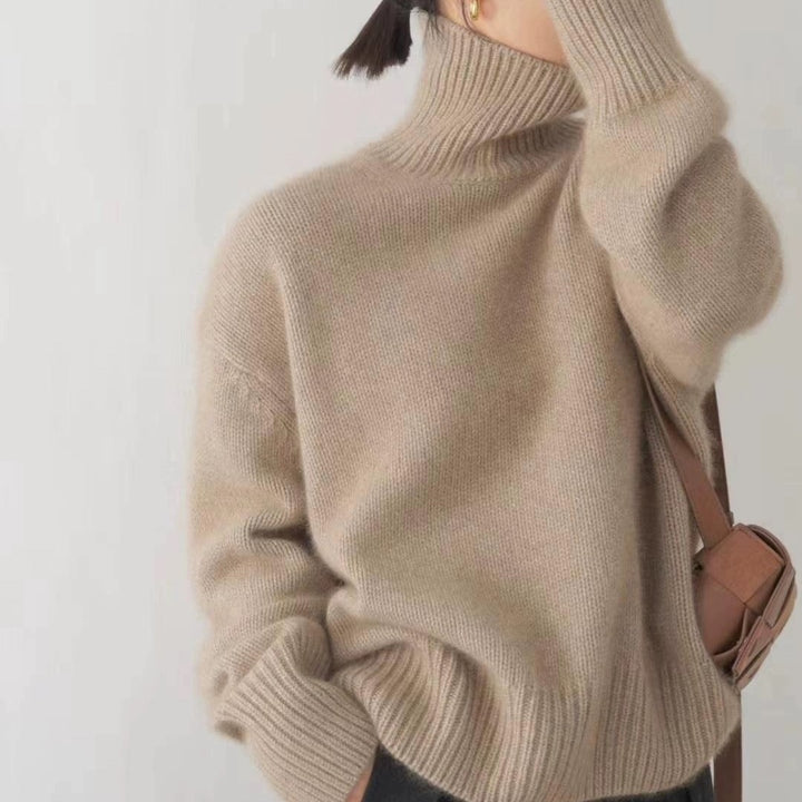 Pull à col roulé confortable pour femme en fine laine Levoire