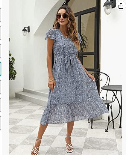Robe midi femme avec design floral et ceinture Levoire