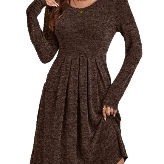 Robe midi femme avec détails de plis élégants et manches longues Levoire