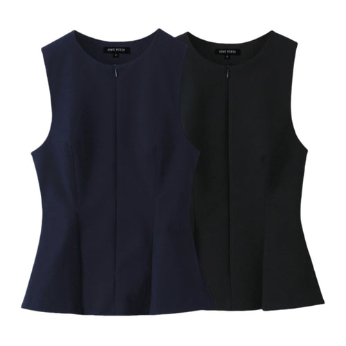 Levoire | Élégant Deux Couleurs Large Couture Détendue Froncée Sans Manches Haut