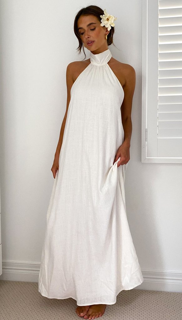 Robe maxi femme avec un haut halter élégant et des poches Levoire