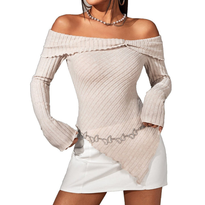 Haut off-shoulder pour femmes avec des détails de volants décoratifs et un nœud à la mode Levoire