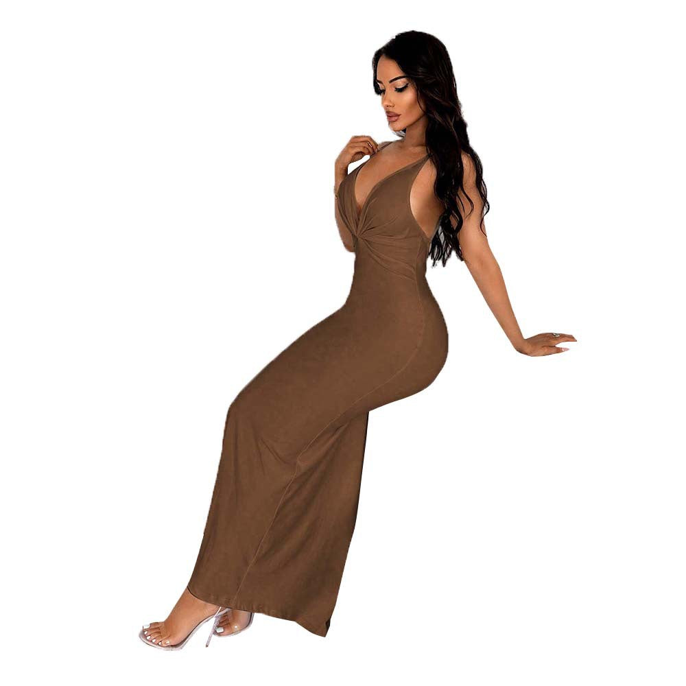 Robe maxi pour femme avec décolleté en V profond et coupe étroite Levoire