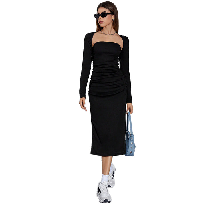 Robe maxi élégante pour femmes avec fronces et fente latérale Levoire