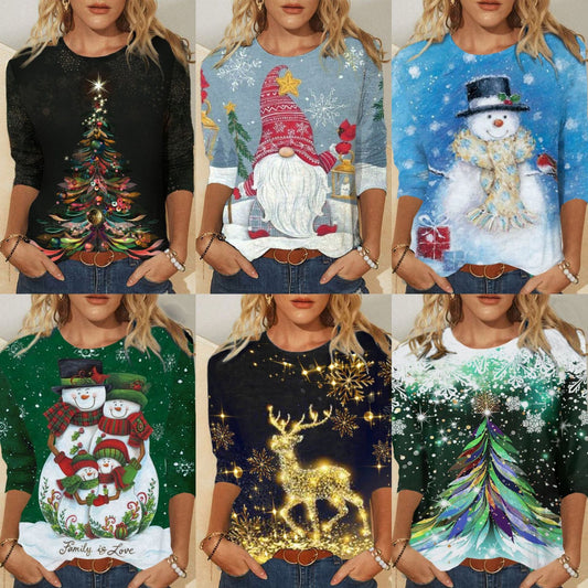 Levoire | Chemise à col rond en maille artistique décontractée imprimée