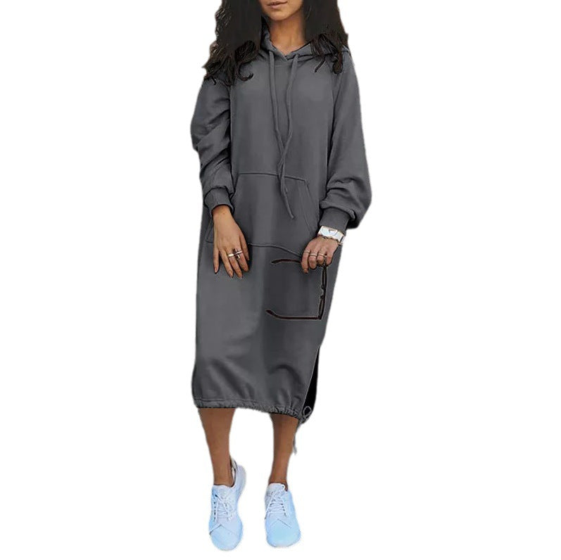 Robe sweat à capuche pour femmes avec poches latérales et ourlet réglable Levoire