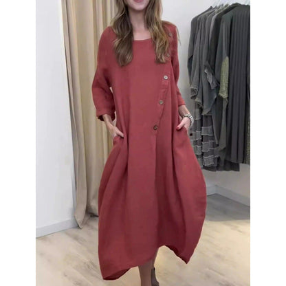 Levoire | Rennon Col Ronde Robe à Manches Longues Rouge vin