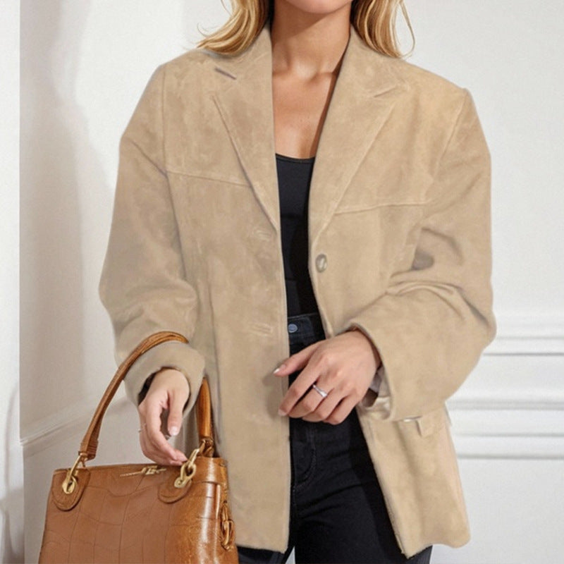 Veste en Suède Élégante pour Femmes avec Coupe Classique et Deux Poches Levoire