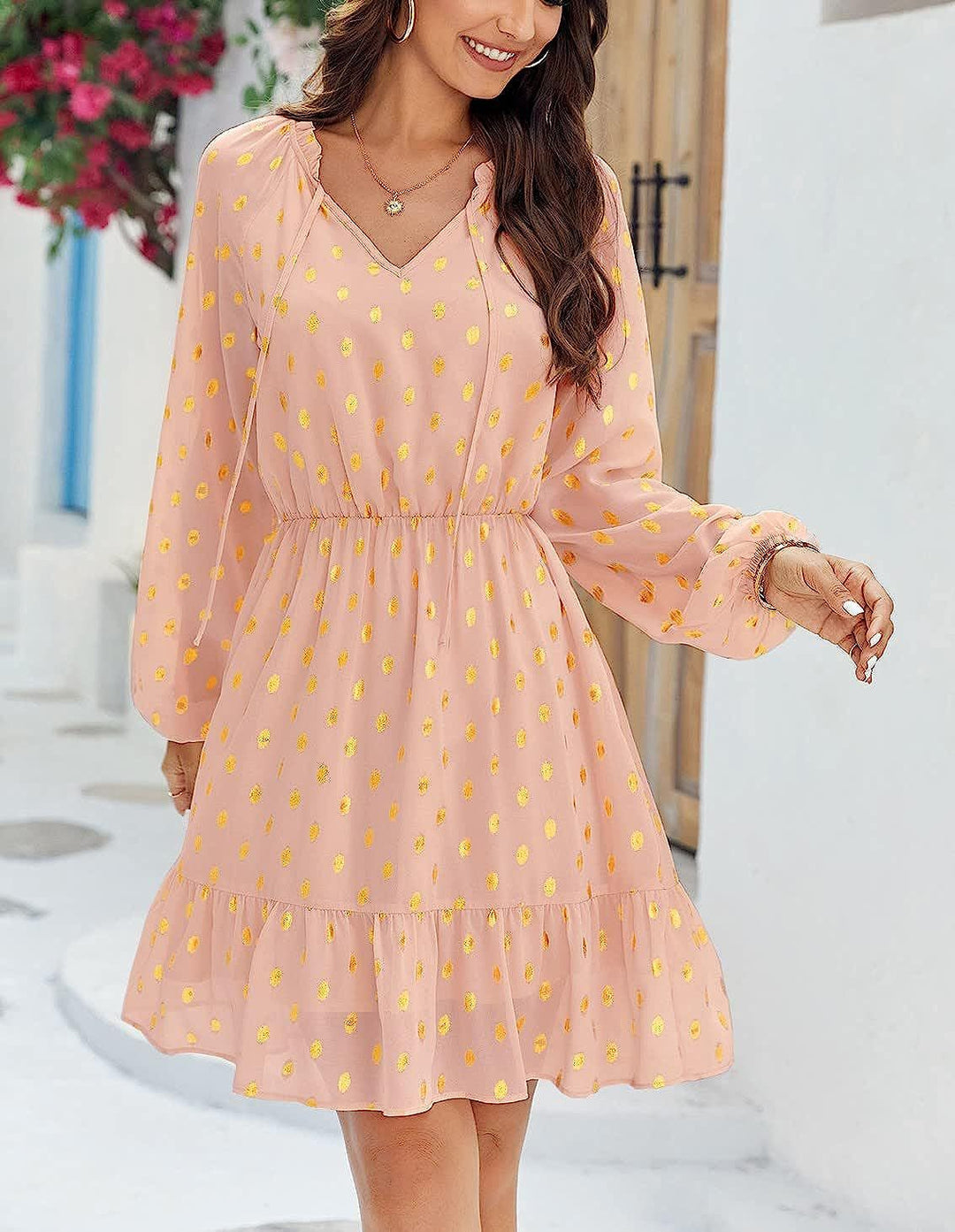Robe en lin décontractée pour femmes avec détails volantés Levoire