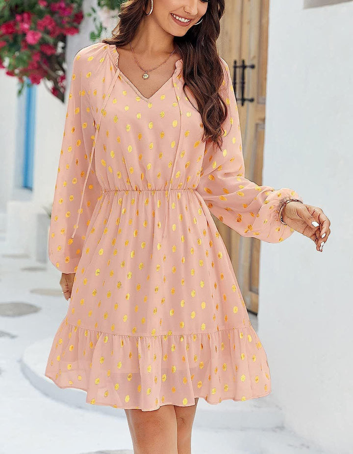 Robe en lin décontractée pour femmes avec détails volantés Levoire