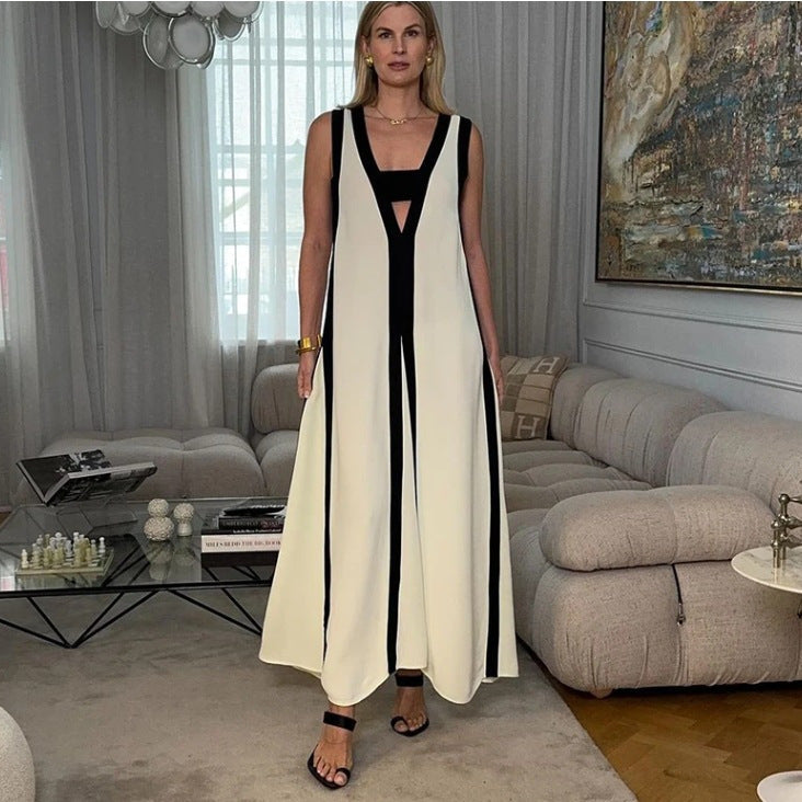 Levoire | Robe Longue Bicolore À Décolleté En V
