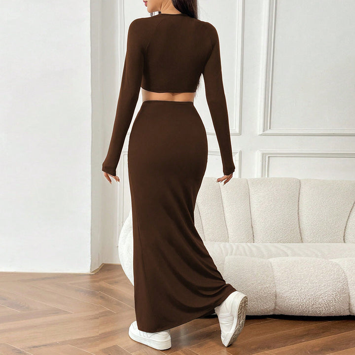 Ensemble de tee-shirt court et de jupe maxi à volants pour femmes Levoire