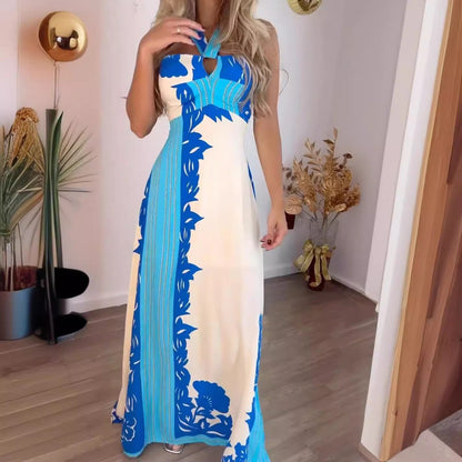 Levoire | Robe de plage longue imprimée relaxante Bleu