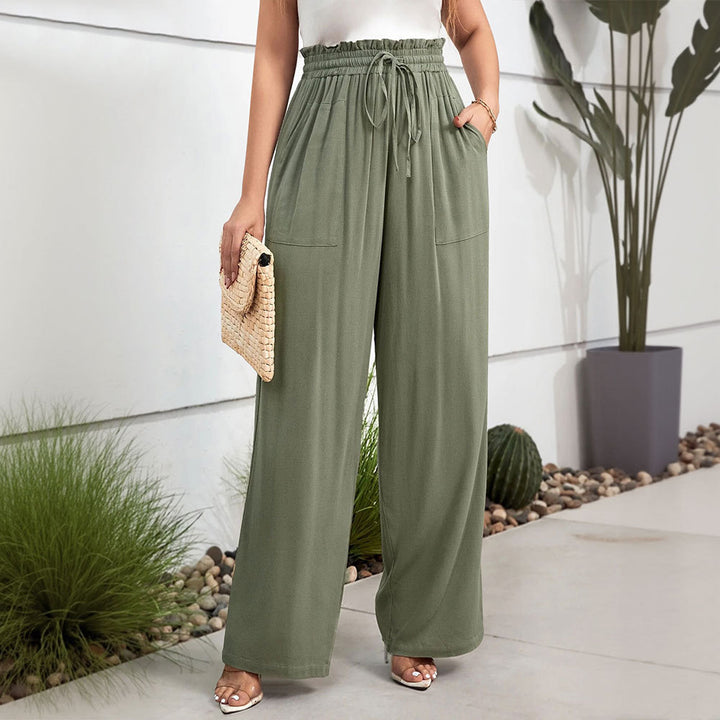 Pantalon Palazzo large pour femmes avec taille élastique et poches latérales Levoire