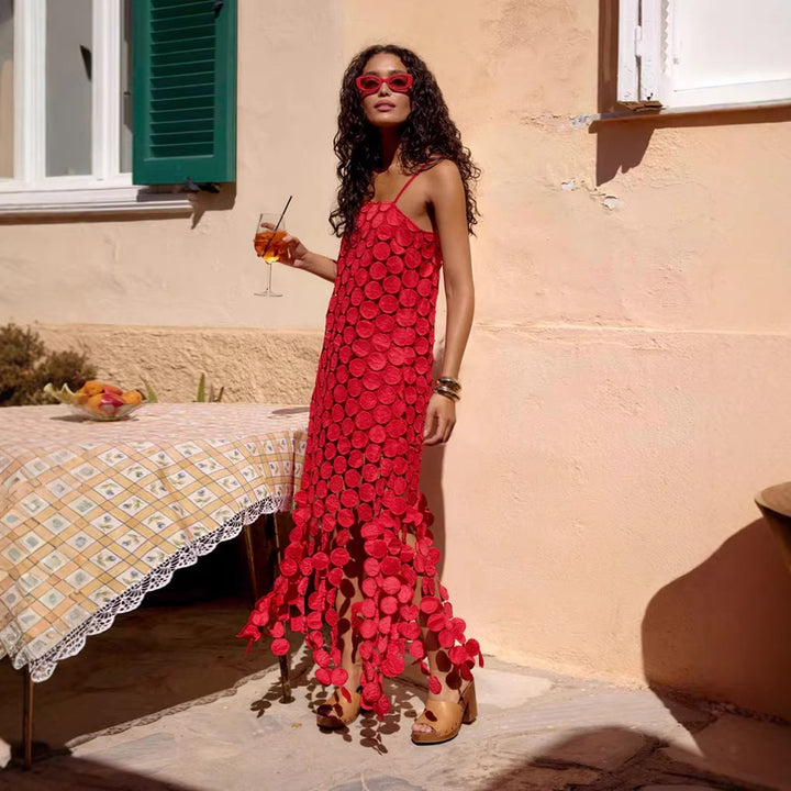 Robe maxi pour femmes avec un élément circulaire unique et une coupe fluide Levoire