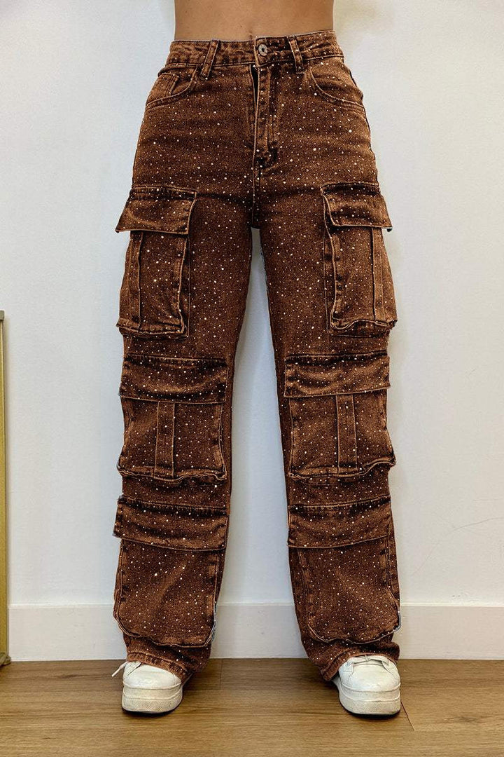 Pantalon cargo femme avec poches tendance et un effet délavé moderne Levoire